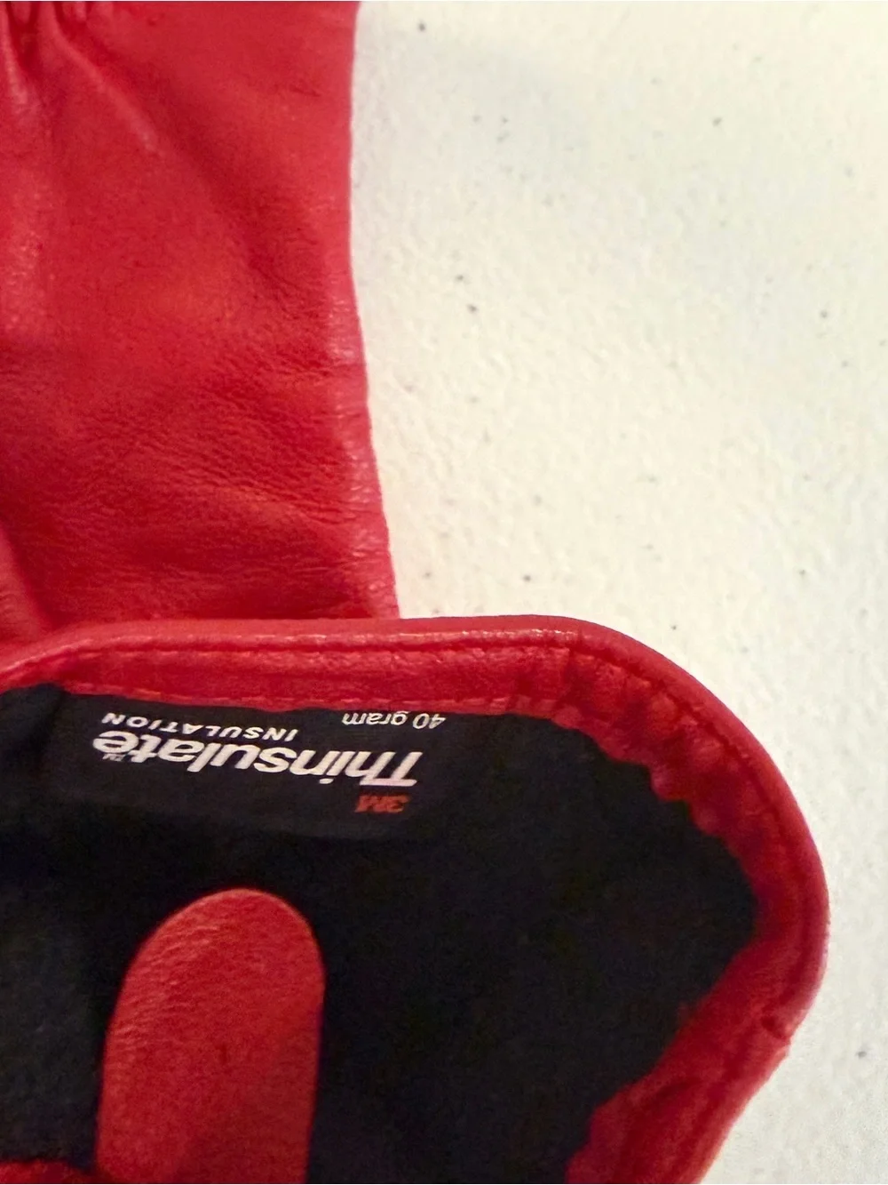 Women’s Red Leather Thermal Insulated Gloves - Large